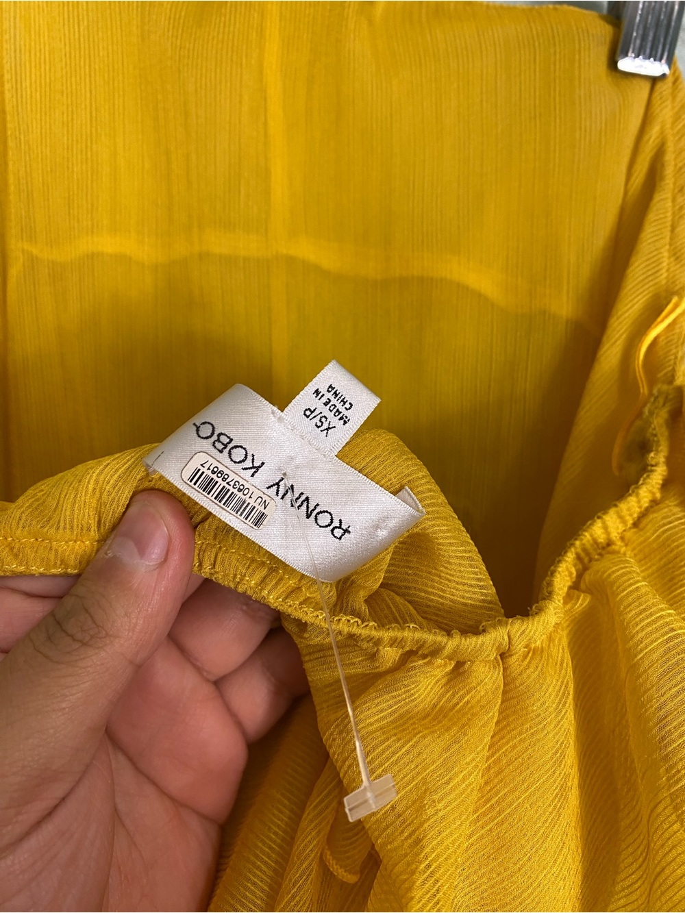 Ronny Kobo Liora Dress Ruffle Yellow Maxi XS Halter - Picture 5 of 8